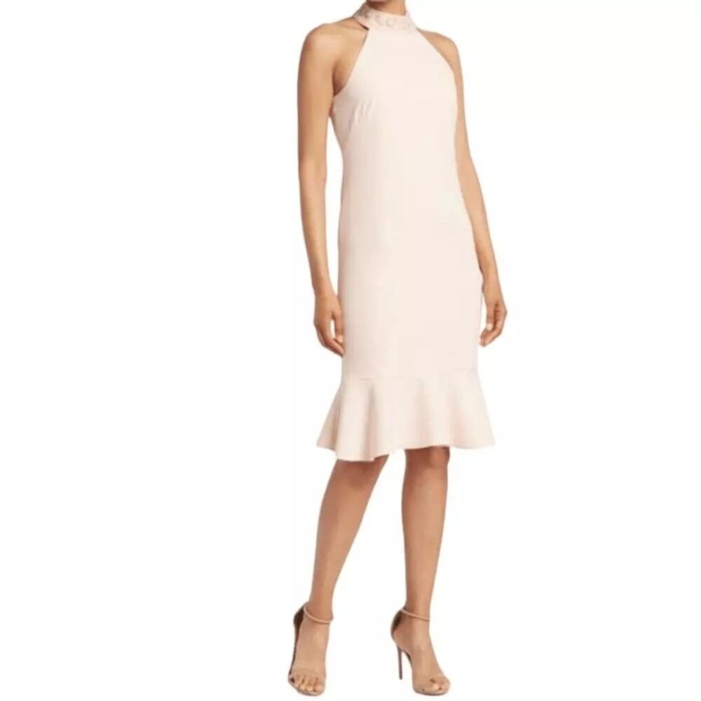 Marina Dress Women's Size 4 Pink Sleeveless Beaded Collar Formal Cocktail Party